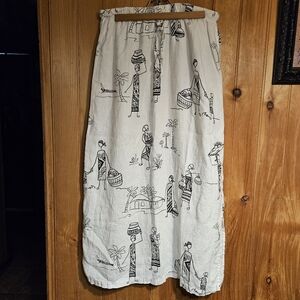 Hot Cotton Linen Skirt Tribal Folk Large